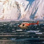 We flew in a helicopter to see a colony of chinstrap penguins