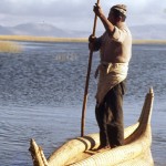 A reed boat made by hand at Lake Titicaca. 