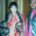 Ann and a boa constrictor in Hong Kong.