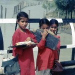 Three school children in Kashmir